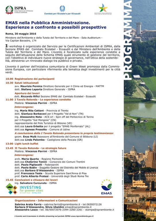 Programma Workshop EMAS 30 maggio 2016