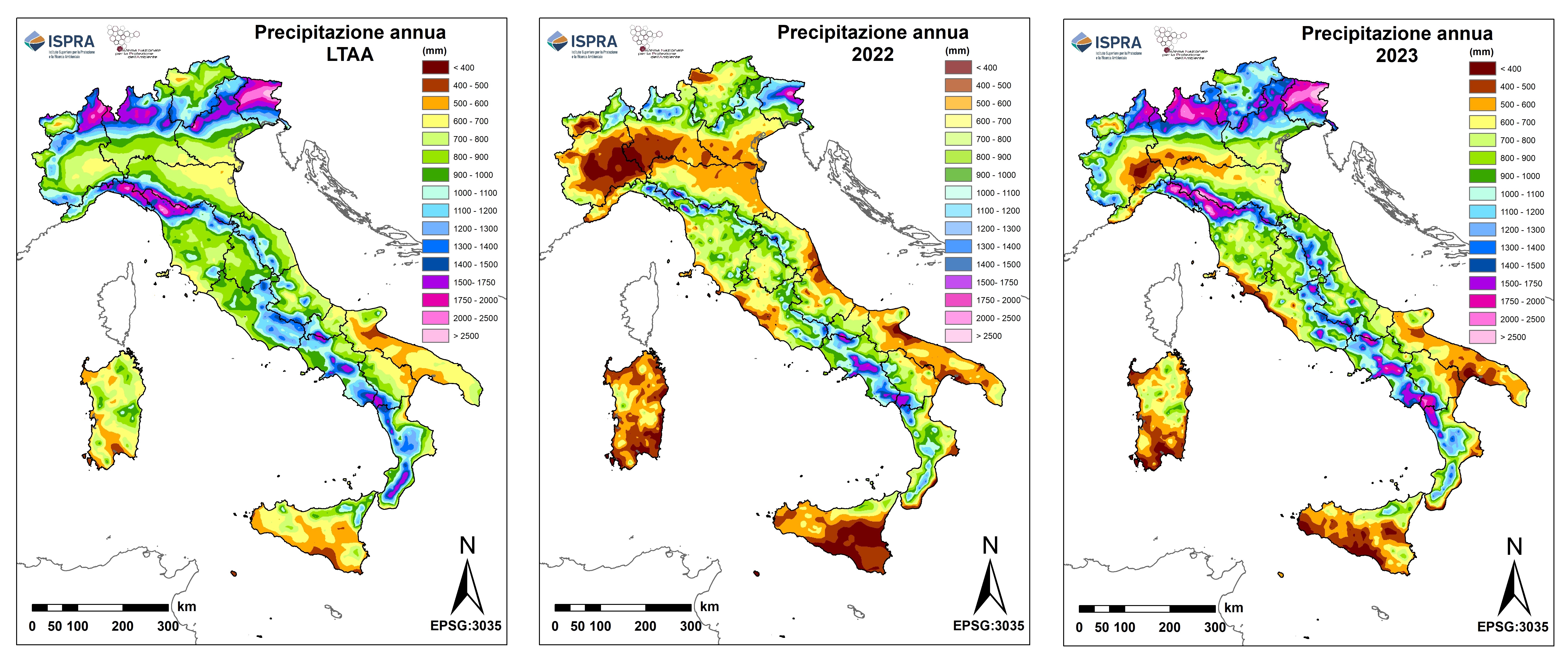 LTAA Total Precipitation vs 2022 e 2023